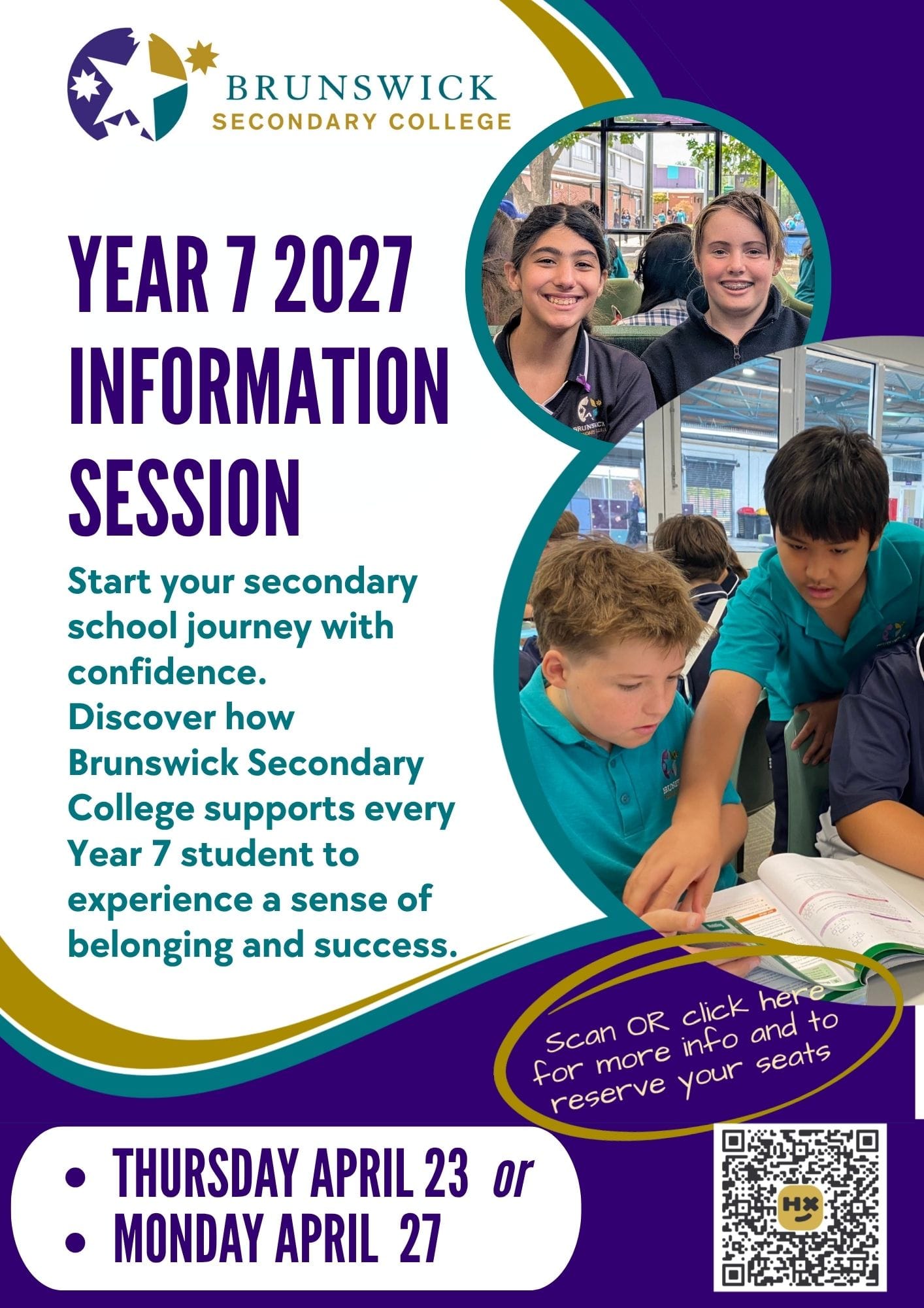 Year 7 2027 Information Sessions - Book now! - Brunswick Secondary College