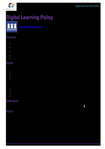 Digital Learning Policy 2022 - 2023