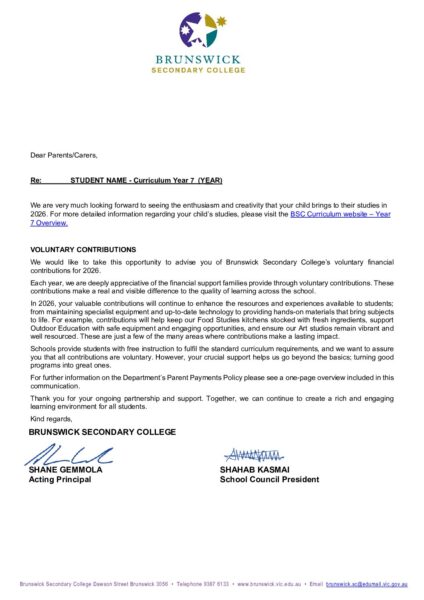 Voluntary Contributions - Year 07